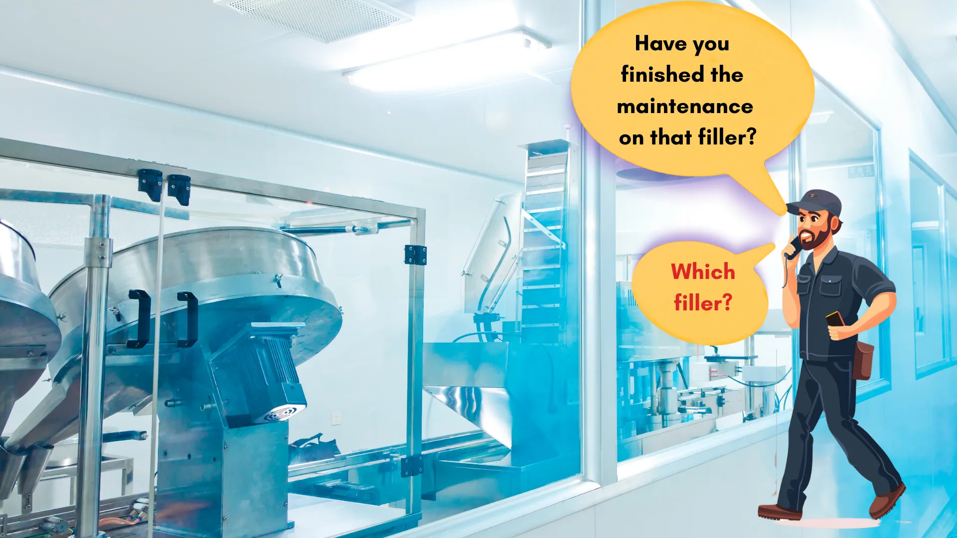 a maintenance technician is getting an equipment maintenance request on the phone because he does not use asset management software